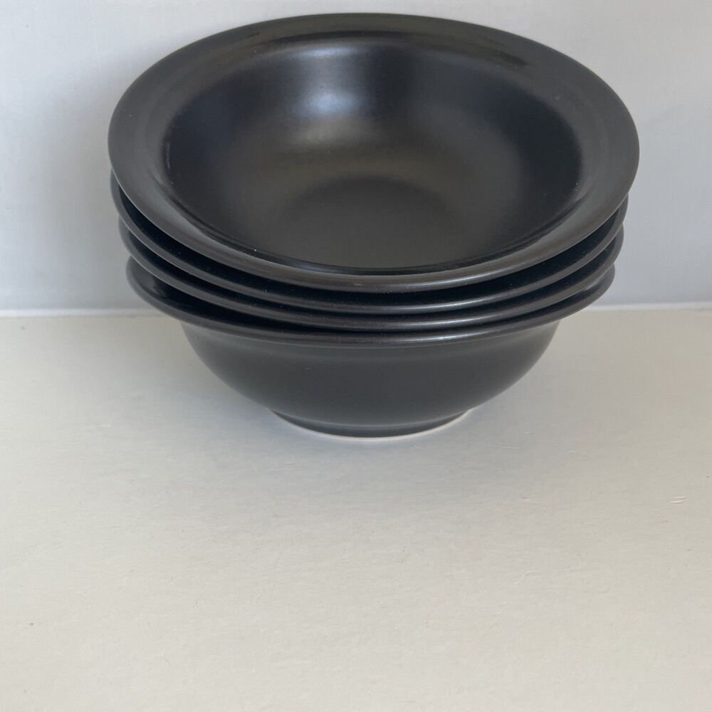 Pfaltzgraff Vintage Midnight Sun Matte Black Soup Bowls Set of 4